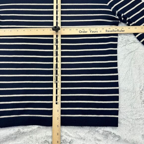 Polo Ralph Lauren Womens Cashmere Sweater Medium Blue Striped Lightweight Crew - Picture 6 of 9